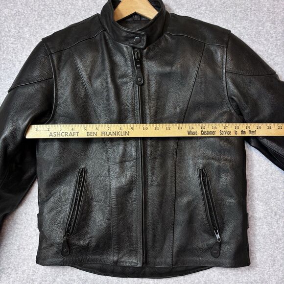 NWT River Road Women Size M Heavy Leather Zip In Liner Motorcycle Riding Jacket - Picture 7 of 13